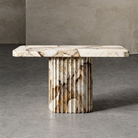 KUMUSI Ensembles de meubles de salon table console moderne de luxe combinant texture profonde pierre naturelle marbre