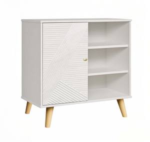 <span class=keywords><strong>Buffet</strong></span> moderne de style nordique, <span class=keywords><strong>blanc</strong></span>, en <span class=keywords><strong>bois</strong></span>, avec porte à motif diagonal, étagères ouvertes, écologique, pour la vie quotidienne - Product Image 3