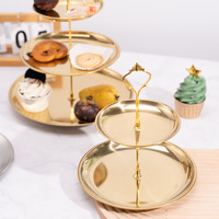 Plateau à dessert écologique Yolecen à 3 niveaux, plat à bonbons, support à gâteau en acier inoxydable, plat à sucre, assiettes à fruits secs pour Noël