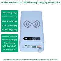Banque d'énergie détachable sans soudure 16 sections 18650 Kit de batterie bricolage Portable Mobile Power Box charge sans fil