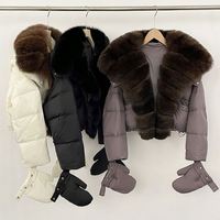 Nouvelle Collection Hiver 2025 : Manteau Parka Court pour Femme avec 90% de Duvet de Canard Blanc, Véritable Fourrure de Renard Naturelle, Doudoune Chaude
