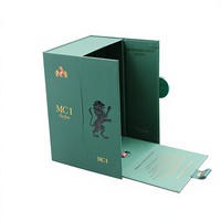 Boîte d'emballage de parfum vert émeraude de luxe, boîte cadeau rigide à double ouverture avec insert en mousse de velours pour coffret de parfum personnalisé