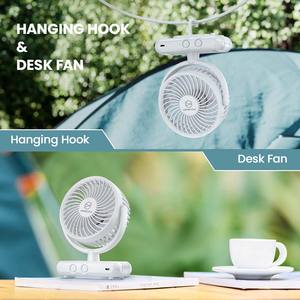 Портативный настольный вентилятор для кемпинга с 3 режимами, 4 дюймов, с функцией ночного освещения, перезаряжаемый, 4000 мАч - Product Image 3