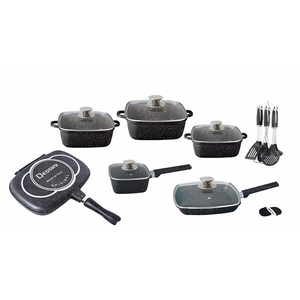 Ensemble d'<span class=keywords><strong>ustensiles</strong></span> <span class=keywords><strong>de</strong></span> cuisine, livraison gratuite, 21 pièces, revêtement marbre, granit, antiadhésif en aluminium, casseroles, offre spéciale - Product Image 4