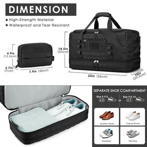 Bolsa de Gimnasio de Gran Capacidad para Viajes, para Hombre y Mujer, Bolsa Táctica de Lona, con Compartimento para Artículos de Aseo y Zapatos - Product Image 2