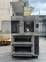 Machine à pain combinée : Four rotatif à air chaud 5 plateaux et four électrique de luxe à 2 niveaux et 4 plaques chauffantes pour boulangerie