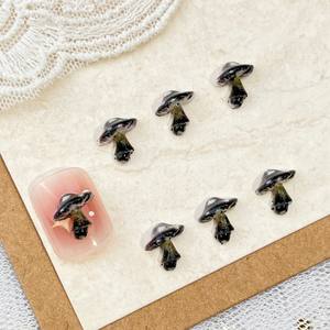 Simulación de Halloween, hongo colorido, lindo arte de plantas negras, dijes Diy, bailarina, uñas redondeadas, decoración, Mini funda de teléfono basura - Product Image 6