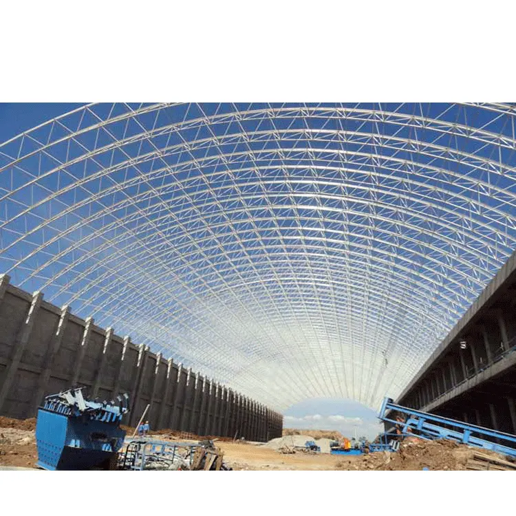 LF Special Design Barrel Shaped Roof Arch Steel Structure Space Frame Shed Construction Coal Storage Shed