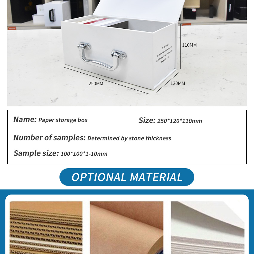 Muestra plegable personalizada de fábrica de cuarzo, vitrina de cartón plegable, almacenamiento de baldosas de cerámica, caja de cartón de papel, caja de piedra magnética
