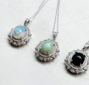 Opale australiano nero gemma alla rinfusa cristalli pendenti pietre con pendenti in argento 925 - Product Image 5