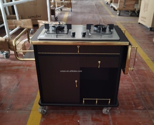 Chariots de cuisson mobiles avec brûleur à gaz pour hôtel, banquet, flambe, avec cuisinière - Product Image 3