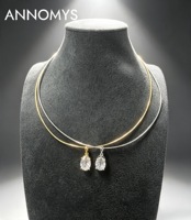 Collier en fil de fer plaqué or rhodié 18 carats en argent S925 avec moissanite, multi-couches, formes marquise, ovale, carrée et poire, vente en gros GRA