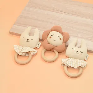 Factory New Arrival Baby Toy Ring Wholesale Organic Beech Wood Ring Teether Toy Rattle