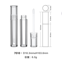 Nouveau design, tube carré transparent pour brillant à lèvres, emballage vide, tube de gloss 6g, petite série, logo personnalisé