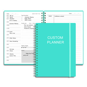 Custom Printed Spiral Daily <strong>Hourly</strong> Schedules Notebook <strong>Planner</strong> A5 Mint Thick Cardboard Cover Thread Sewing Saddle Stitching Gift - Product Image 1