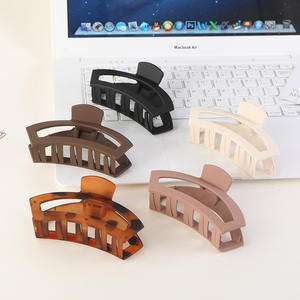 Pince à cheveux grande taille en plastique couleur unie style rétro français pour femme - Product Image 2