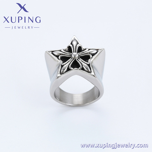 <span class=keywords><strong>Anello</strong></span> XUPING JEWELRY 15870 a Forma di Stella con Motivo Floreale Nero Stile Hip Hop Cool Unisex - Product Image 3