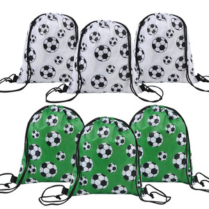 Bolsa con Cordón para Balón de Fútbol, Poliéster 210D, Blanco y Verde, Mochila Infantil, Bolsa de Almacenamiento - Product Image 1