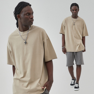 Conception personnalisée 275 grammes T-shirt en coton à épaules tombantes, poids lourd, impression et broderie de logo vintage - Product Image 3