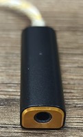 Adaptador DAC Portátil Tipo C a 4.4mm, Blindado con Metal Negro, Cable Trenzado Plateado y Dorado, para Android, PC, HiFi sin Pérdidas