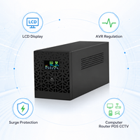 Onduleur interactif en ligne 1200VA avec écran LCD, régulation de tension AVR, protection contre les surtensions, alimentation de secours pour ordinateur, bureau, routeur, TPV, vidéosurveillance