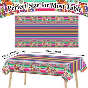 Fiesta Carnival <b>Tablecloth</b> 137x274cm Disposable Plastic <b>Party</b> Decor For Mexican Theme Celebration - Product Image 2