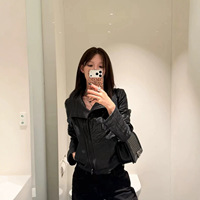 Veste Moto Vintage Noire Femme en Similicuir PU – Manteau Personnalisé pour l'Automne et le Streetwear