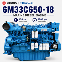 Moteur SCDC Weichai Baudouin 6M33C600-18 441kW 600HP 1800 tr/min Turbocompressé Intercooler Diesel Marin pour Bateau de Travail