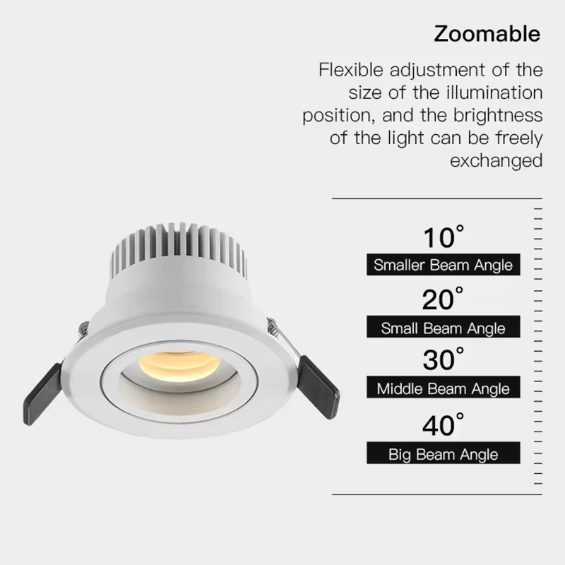 Zoomable LED Ceiling Spotlight – 5W/7W/10W 4000K Warm White CRI95 Adjustable Downlight - View 2