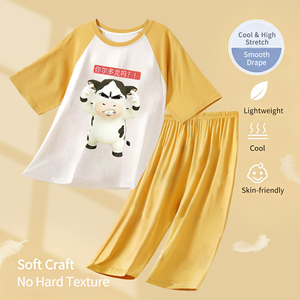 Pyjamas personnalisés amusants et respirants pour garçons, en modal, à manches courtes, pour adolescents, vêtements d'intérieur pour enfants, été - Product Image 5