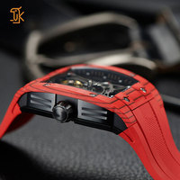 Montre automatique Miyota de luxe personnalisée pour homme, avec boîtier squelette en carbone sport, tourbillon, verre saphir et bracelet en caoutchouc unique, ODM