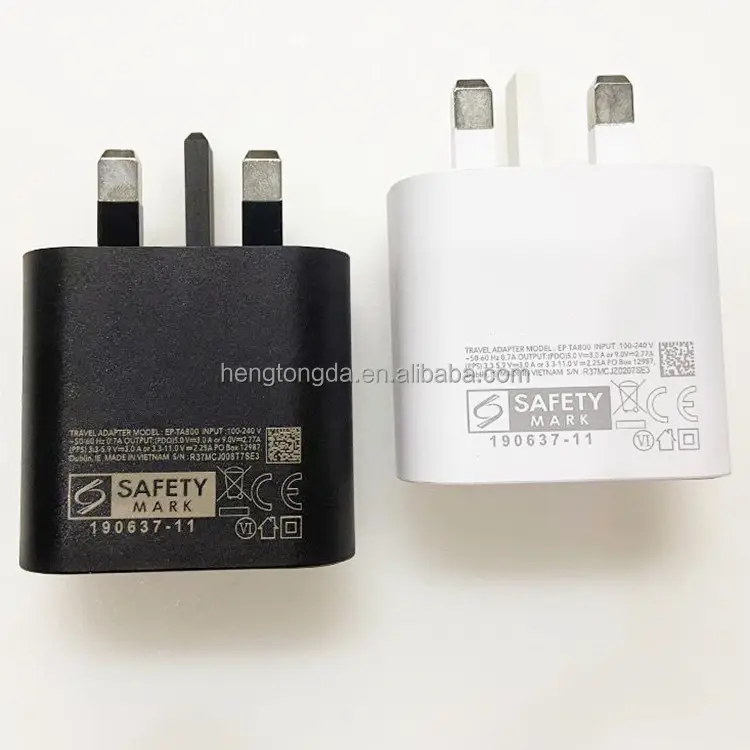 Pengisi daya perjalanan pengisian cepat UK 25W kualitas tinggi adaptor PD EP-TA800 UK 3 Plug UNTUK Samsung Note10 S20 s21 pengisi daya Tipe c cepat