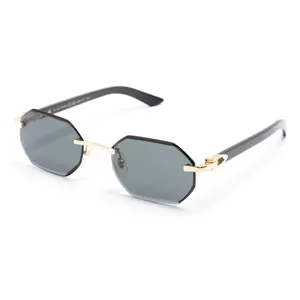 Uv 400 Unisex IP Electroplating Gold Metal Designer Diamond Cut Custom Logo Polarized Lenses Rimless Design Sunglasses