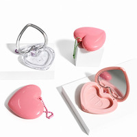 Tube de brillant à lèvres miniature unique en forme de cœur, vide et personnalisable, étui à blush et fard à paupières avec porte-clés, emballage pour crème visage et baume à lèvres