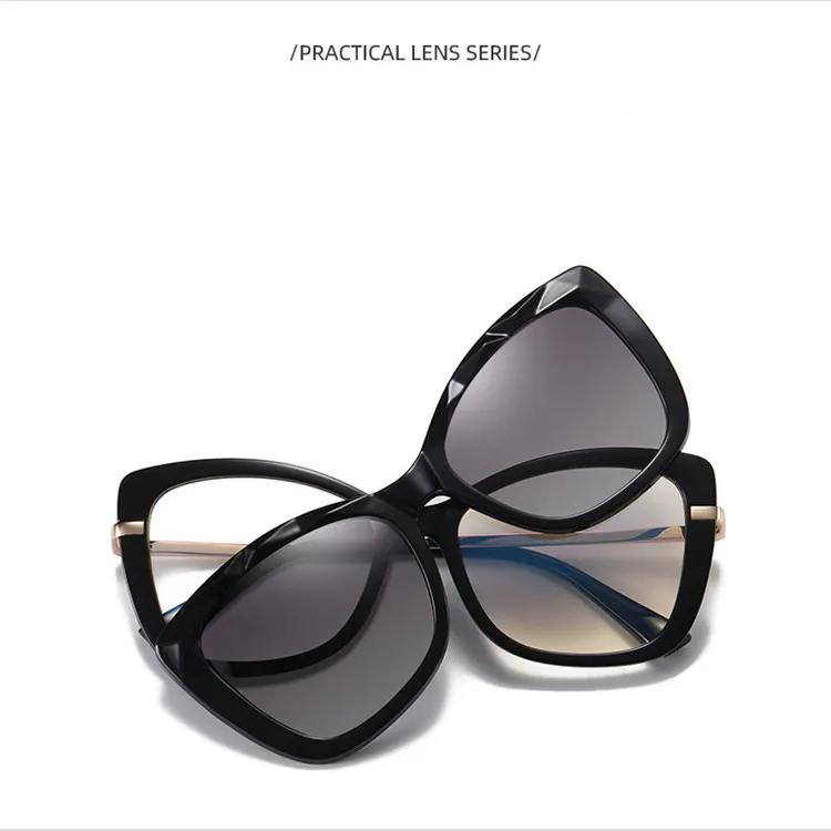 Source manufacturer wholesale custom logo eyeglasses unisex clip on polarized sunglasses 2 in 1 blue light blocking glasses 2021