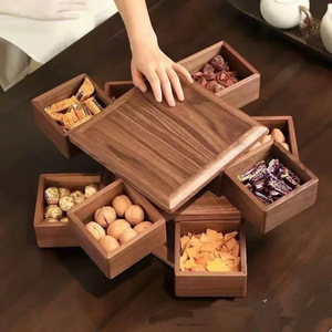 <b>Rotating</b> Wooden Dried Fruit Storage Box Solid Wood Snack Tray For Living Room <b>Coffee</b> <b>Table</b> - Product Image 1
