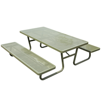 Table de pique-nique moderne en métal pour l'extérieur, ensemble de meubles de jardin, table et banc de café en acier pour terrasse extérieure