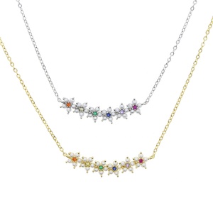 Promoción 2023, Nueva Joyería de Moda Primavera para Mujer, Collar con Micro Pavé Geométrico, Barra Curva, Perla Marina, Flor con Circonitas - Product Image 1