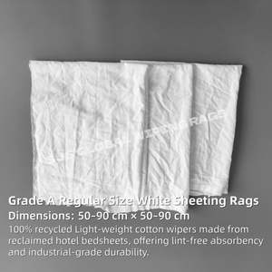 Trapos de Limpieza Blancos Sin Pelusa - Fáciles de Limpiar, 100% Algodón, Trapos de Limpieza Industriales Reciclados - Product Image 2