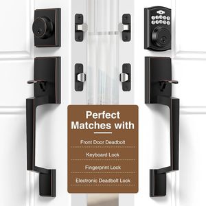 Manija de Puerta Moderna de Bronce Envejecido, de Zinc, para Entrada Exterior, Reversible, Ambidiestra, Fácil Instalación - Product Image 2