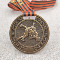 Médaille de sport de boxe en alliage de zinc moulé sous pression, imprimée en UV, plaquée or, personnalisable