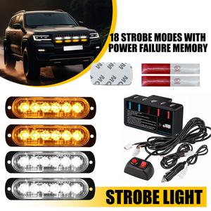 AUXITO 4PCS 6LED Feux de signalisation stroboscopiques ambre et blanc pour camion 12-24V - Product Image 3