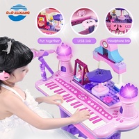Jouet de musique de piano électronique avec orgue de bureau et de chaise avec microphone pour fille