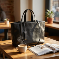 Sac fourre-tout en cuir véritable marron, grande capacité, sac à main à bandoulière, fermeture à glissière, sac de transport portable pour les voyages quotidiens