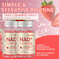 BioFlex Gummies à la fraise avec logo personnalisé, 1000 mg de NAD+ Plus, nicotinamide et resvératrol, compléments alimentaires avec phytosome de quercétine