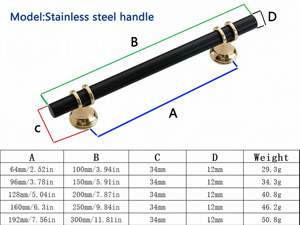 Manijas <span class=keywords><strong>de</strong></span> Acero Inoxidable <span class=keywords><strong>de</strong></span> Lujo para Puertas, Manijas para Cajones y Gabinetes <span class=keywords><strong>de</strong></span> <span class=keywords><strong>Cocina</strong></span>, Manija <span class=keywords><strong>de</strong></span> Puerta Negra y Dorada - Product Image 2