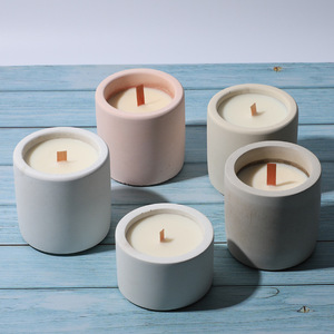 Bougeoirs cylindriques de luxe personnalisés Mèche en bois de pot à bougie en <span class=keywords><strong>ciment</strong></span> pour la décoration de Noël et de la maison - Product Image 1