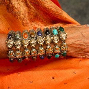Bagues vintage en pierre précieuse tête de lion pour hommes, bagues en laiton faites à la main avec pierres naturelles, bijoux de mode en gros - Product Image 3