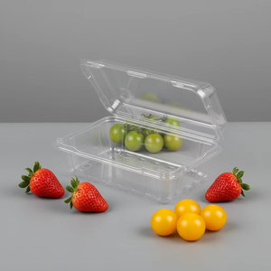 Envase de Plástico Rectangular Desechable al por Mayor de 400g para Fresas, Contenedor de PET Tipo Concha con Orificios de Ventilación para Frutas - Product Image 2