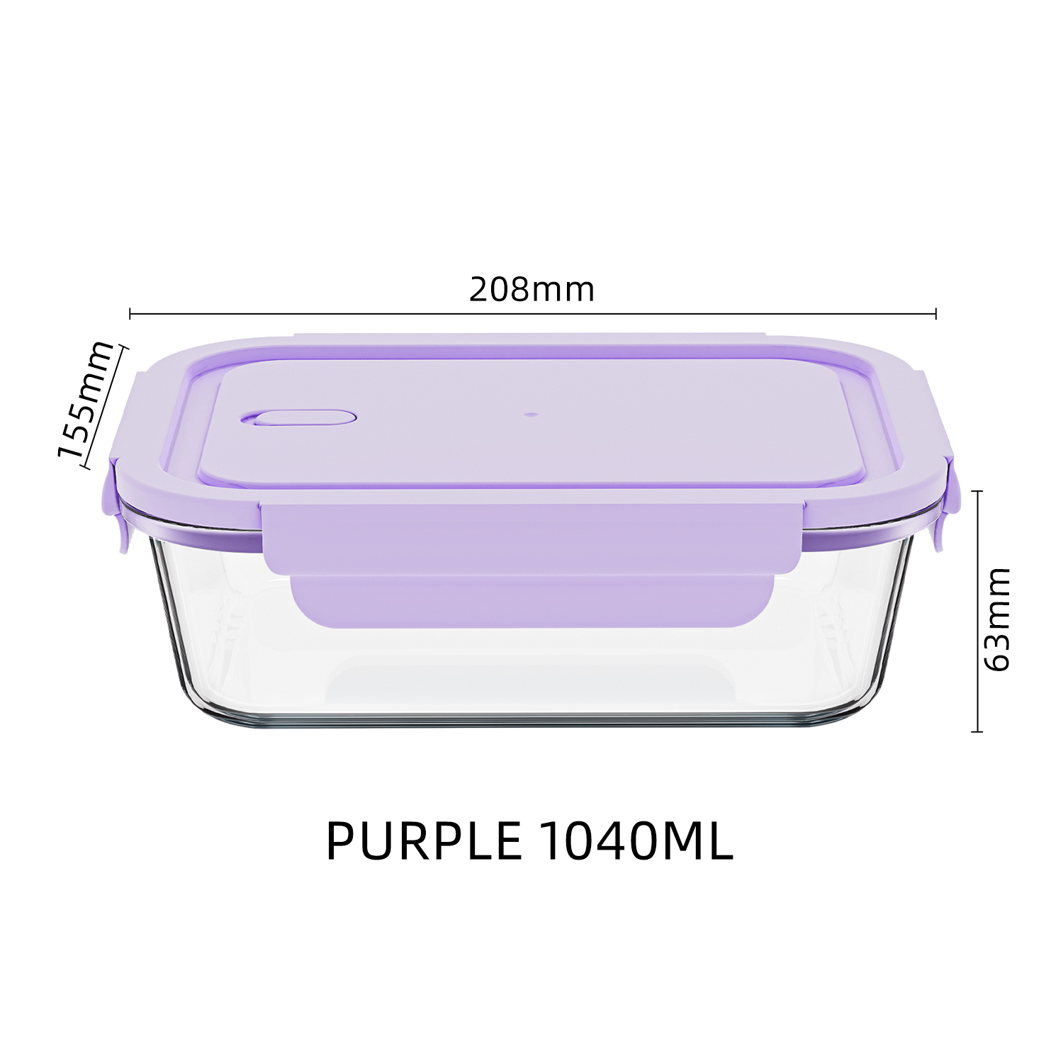Purple High Borosilicate Glass Food Storage Containers Back School Meal Prep Leak-Proof Microwave Dishwasher Safe Stackable view 3
